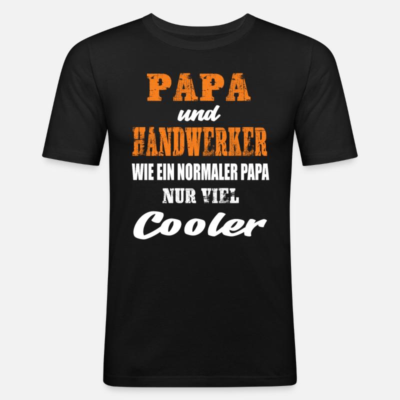 Papa und Handwerker - Männer Slim Fit T-Shirt - Schwarz