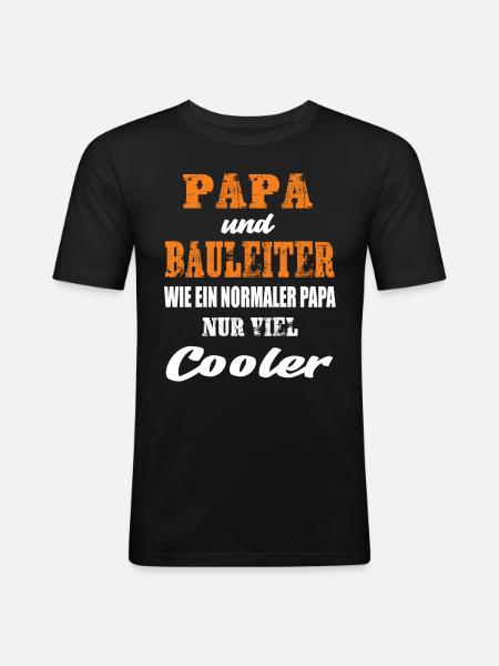 Papa und Bauleiter - Männer Slim Fit T-Shirt - Schwarz