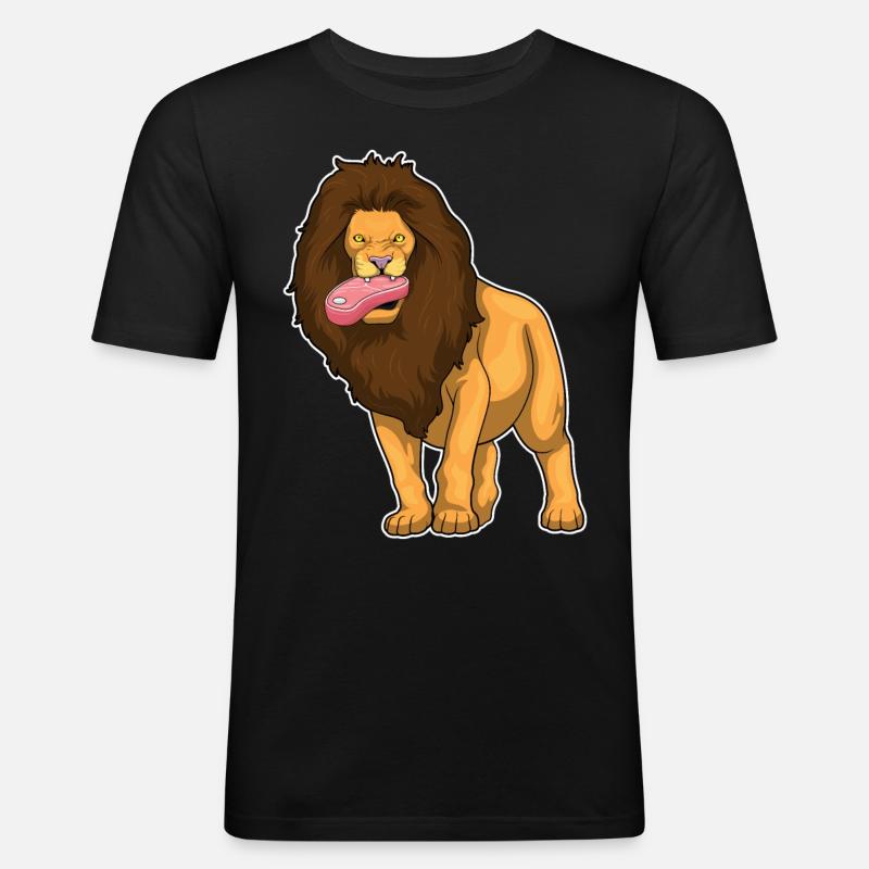 Löwe Fleisch - Männer Slim Fit T-Shirt - Schwarz