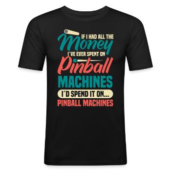 Flipper Retro Pinball Flipperautomat Bumper - T-shirt près du corps Homme - noir - Devant - Nik (191cm)
