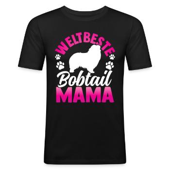 Beste Bobtail Mama Altenglischer Schäferhund - Männer Slim Fit T-Shirt - Schwarz - Vorne - Nik (191cm)