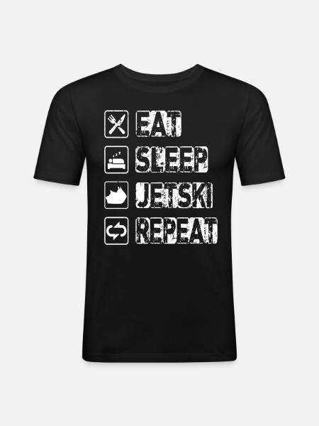 Eat Sleep Jetski Repeat - Männer Slim Fit T-Shirt - Schwarz