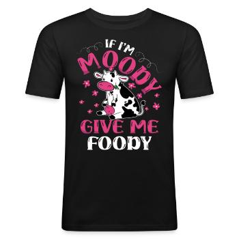 If I'm moody, give me Foody Animal Cow - Men's Slim Fit T-Shirt - black - Front - Nik (191cm)