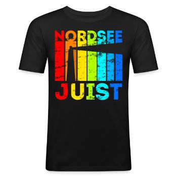 Juist Nordsee Ostfriesische Insel Geschenk - Männer Slim Fit T-Shirt - Schwarz - Vorne - Nik (191cm)