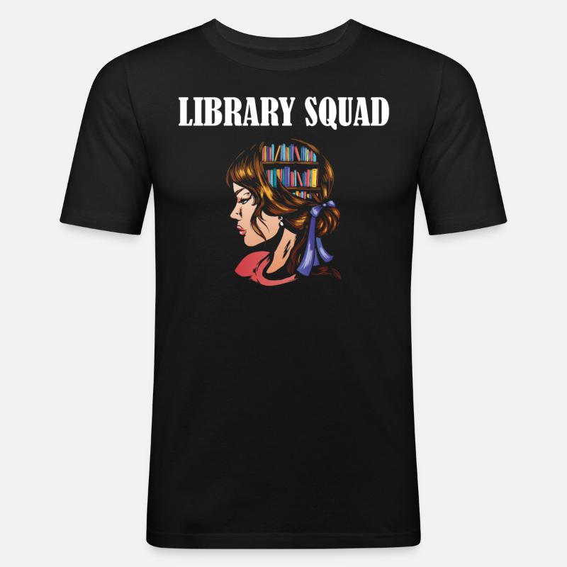 Library Squad - Männer Slim Fit T-Shirt - Schwarz