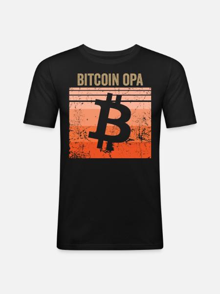 Bitcoin Opa - Männer Slim Fit T-Shirt - Schwarz