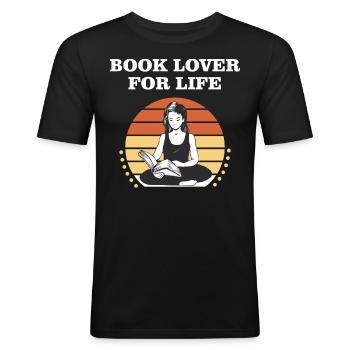 Book Lover for Life - T-shirt près du corps Homme - noir - Devant - Nik (191cm)