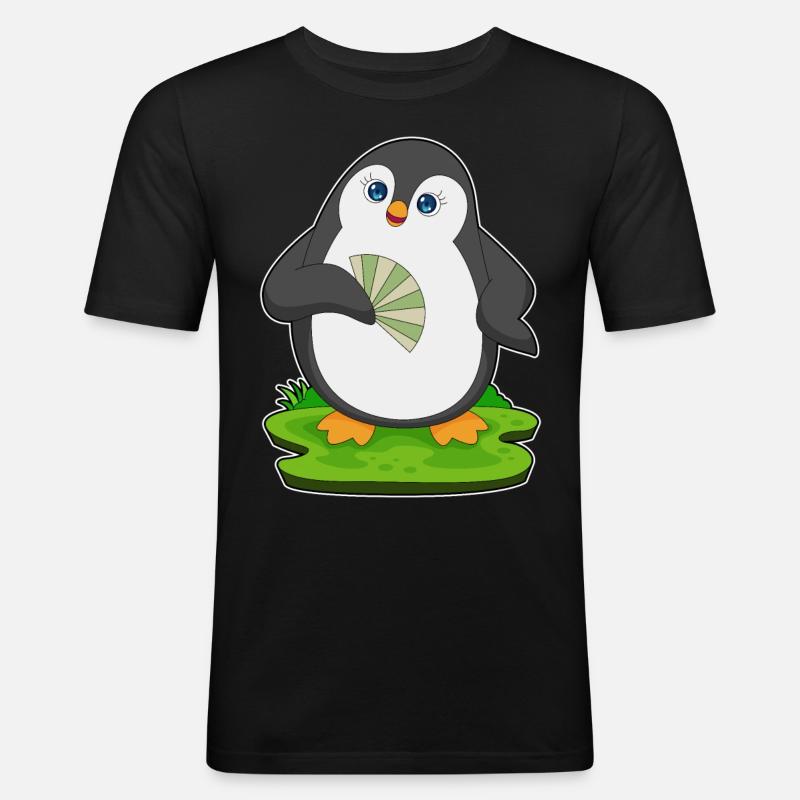 Pinguin Handventilator - Männer Slim Fit T-Shirt - Schwarz