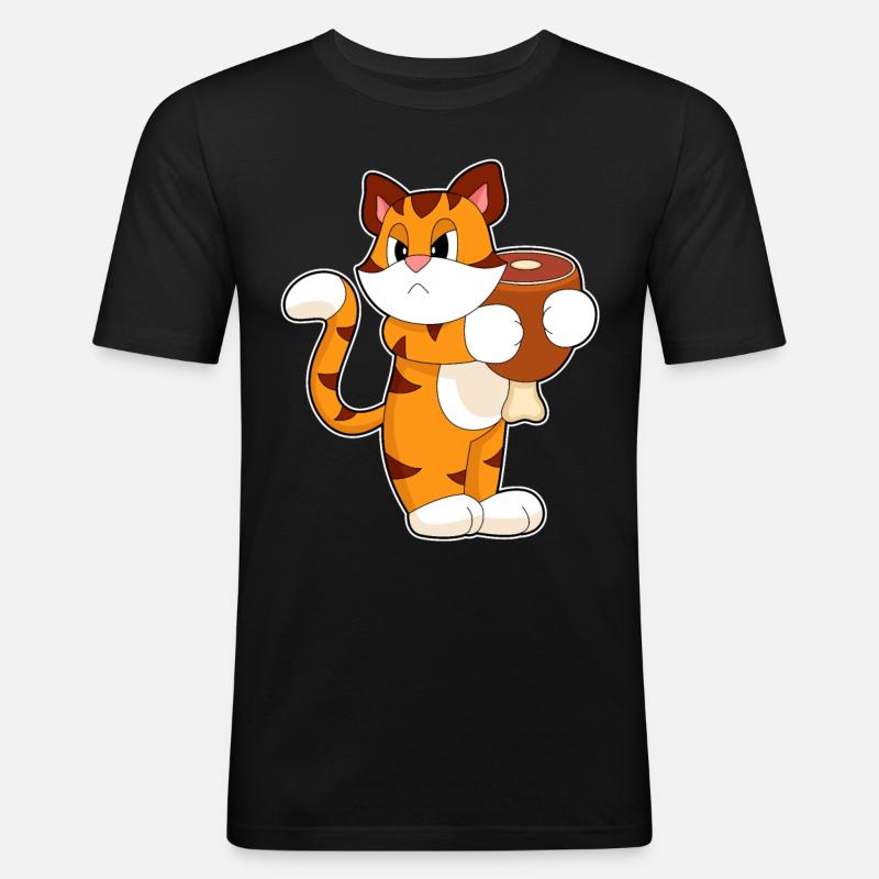Tiger Fleisch - Männer Slim Fit T-Shirt - Schwarz