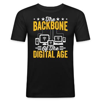 Network Technician Administrator Backbone of the - Men's Slim Fit T-Shirt - black - Front - Nik (191cm)