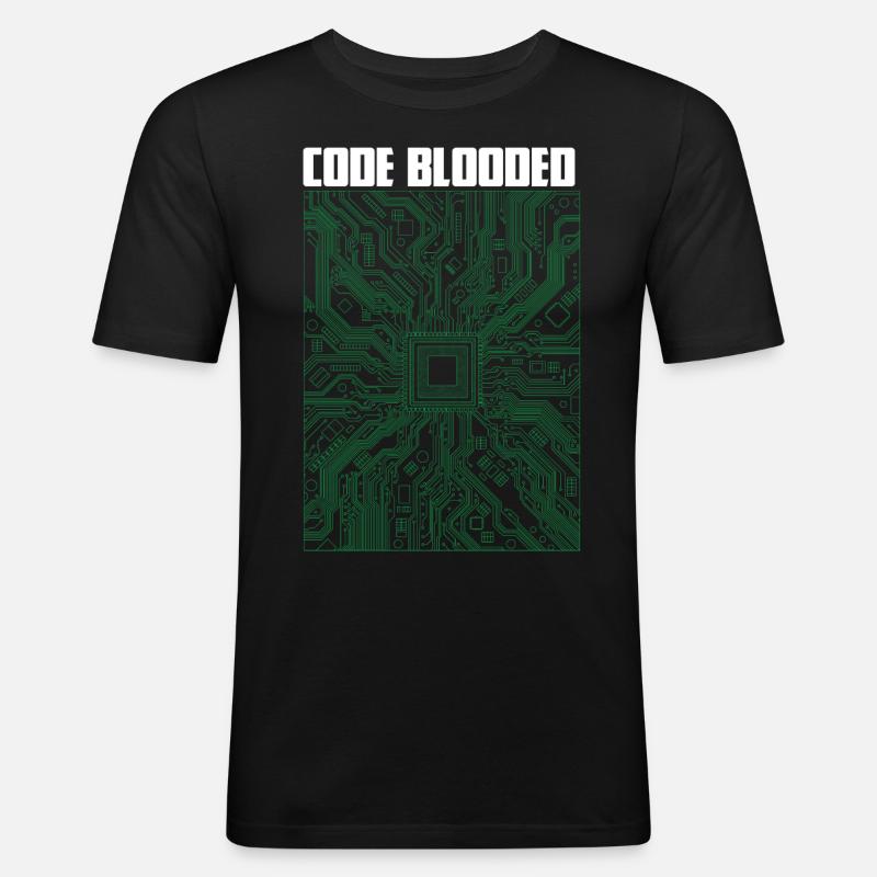 Code blooded - Männer Slim Fit T-Shirt - Schwarz