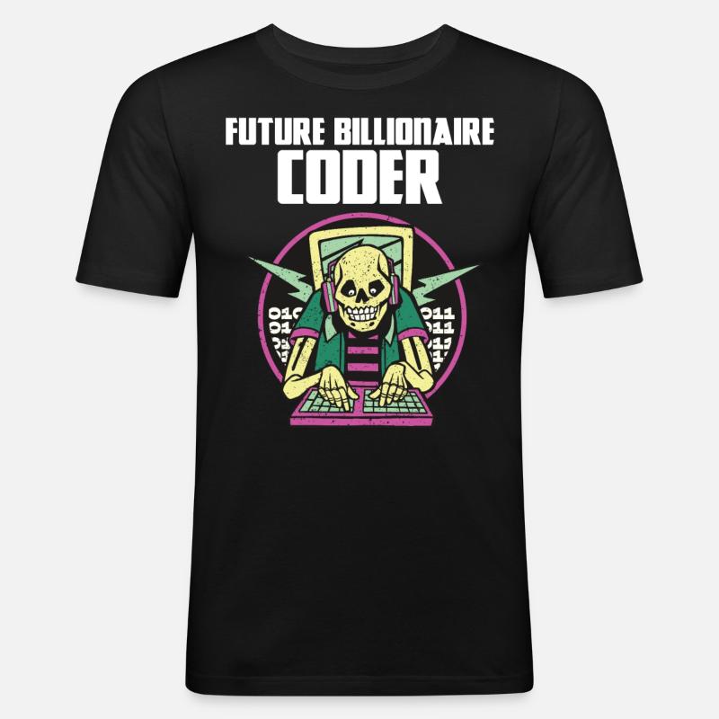 Future billionaire coder - Männer Slim Fit T-Shirt - Schwarz