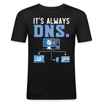 Aus Ein Haben Sie einen Neustart versucht? - Männer Slim Fit T-Shirt - Schwarz - Vorne - Nik (191cm)