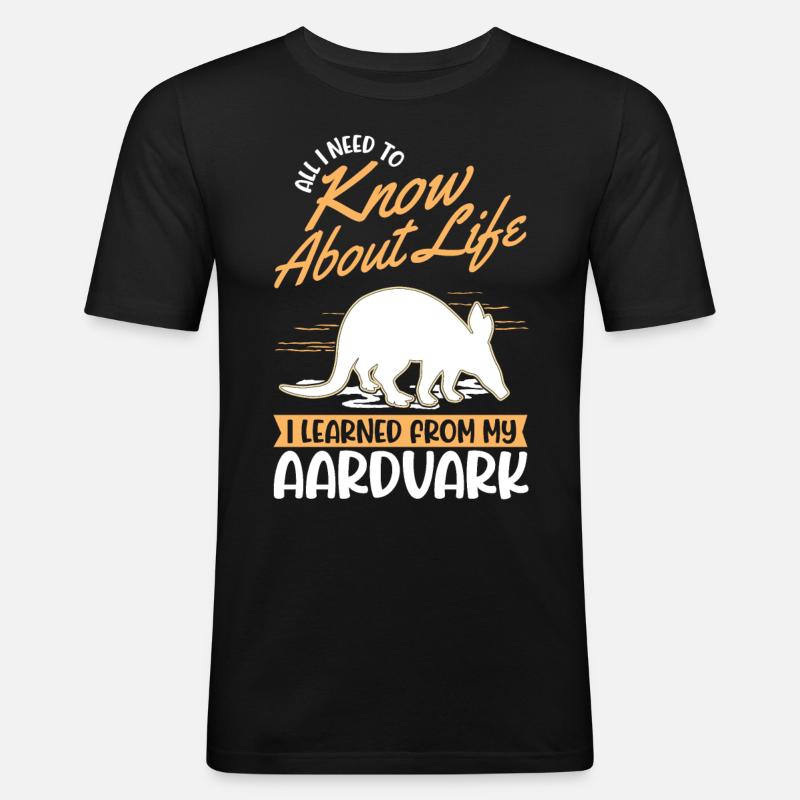Erdferkel Geschenk Aardvark - Männer Slim Fit T-Shirt - Schwarz