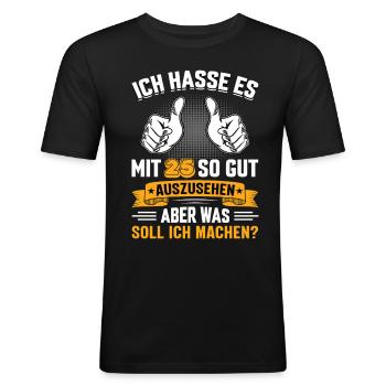 25 Geburtstag 25 Jahre 25 Lebensjahr 25 Lebenalter - Männer Slim Fit T-Shirt - Schwarz - Vorne - Nik (191cm)