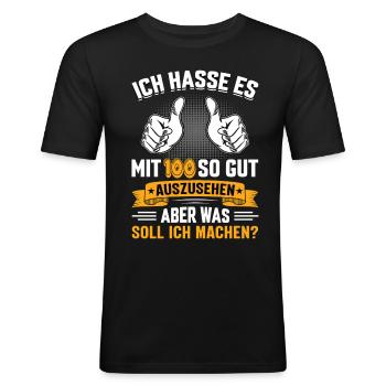 100 Geburtstag 100 Jahre 100 Lebensjahr 100 - Männer Slim Fit T-Shirt - Schwarz - Vorne - Nik (191cm)