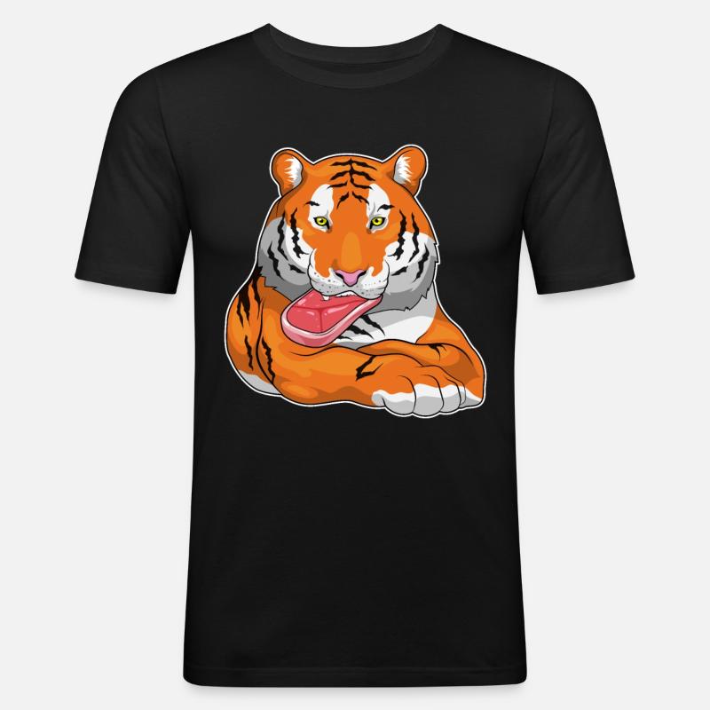 Tiger Fleisch - Männer Slim Fit T-Shirt - Schwarz