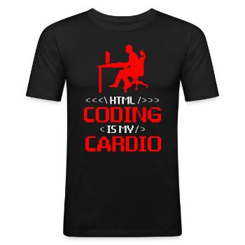 Développeur Web Développement de sites Web Programmeur informatique - T-shirt près du corps Homme - noir - Devant - Nik (191cm)