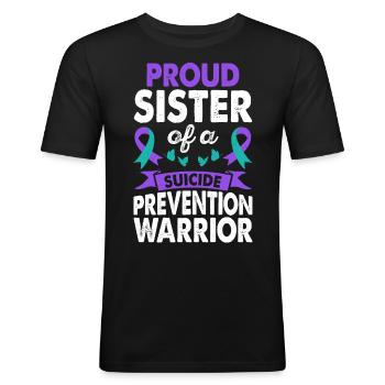 Sister of Suicide Prevention Warrior Consciousness - Men's Slim Fit T-Shirt - black - Front - Nik (191cm)