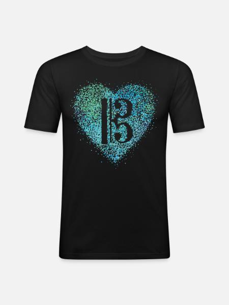 Violaschlüssel Notenschlüssel Viola Musiklehrer - Männer Slim Fit T-Shirt - Schwarz