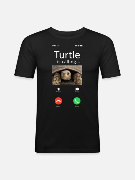 Havskildpadde skildpadde telefon display - Herre Slim Fit T-Shirt - sort