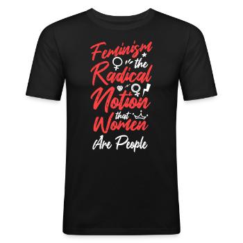 Feminist Feminism The Radical - Männer Slim Fit T-Shirt - Schwarz - Vorne - Nik (191cm)