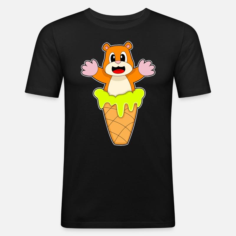 Hamster Waffeleis - Männer Slim Fit T-Shirt - Schwarz