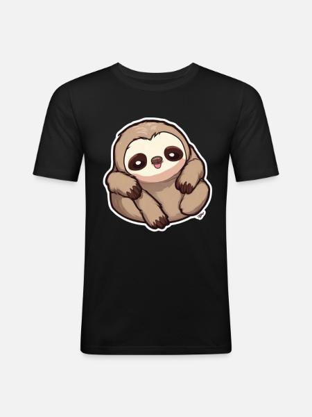 Sloth Sloth Sloth Baby Sloth Sjovt - Herre Slim Fit T-Shirt - sort