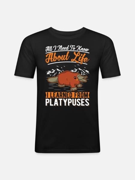 Schnabeltier Geschenk - Männer Slim Fit T-Shirt - Schwarz