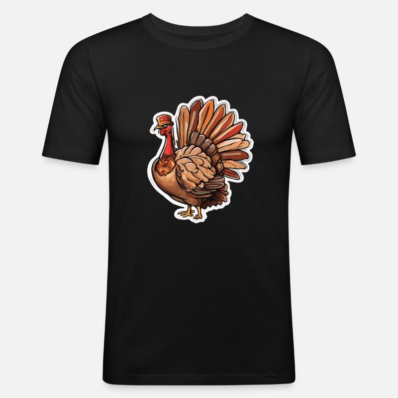 Truthahn Thanksgiving - Männer Slim Fit T-Shirt - Schwarz