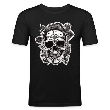 Totenkopf Totenschädel Skulls Skull - Männer Slim Fit T-Shirt - Schwarz - Vorne - Nik (191cm)