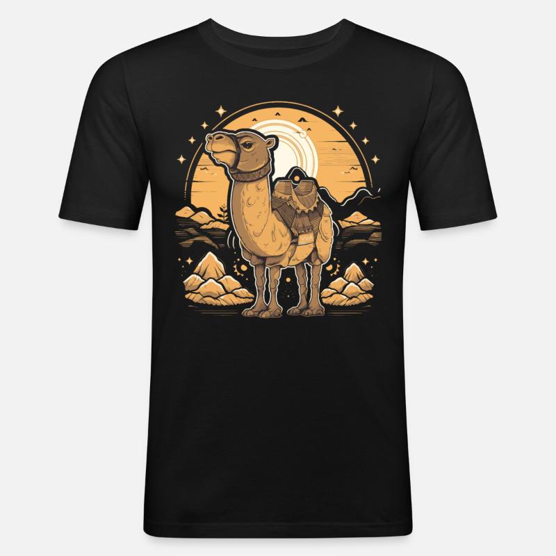Kamel Retro Großkamel Ägypten - Männer Slim Fit T-Shirt - Schwarz