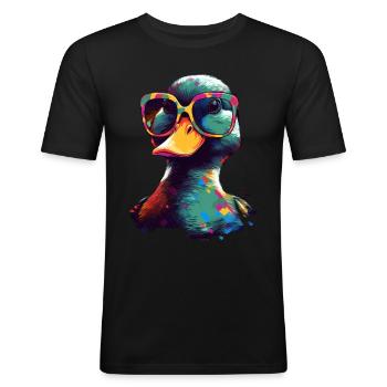 Ducks with sunglasses - Men's Slim Fit T-Shirt - black - Front - Nik (191cm)