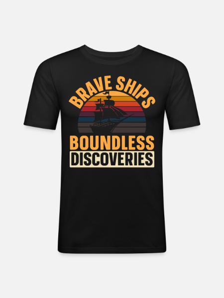 Brave Ships - Limitless Discoveries - Kolum - Men's Slim Fit T-Shirt - black