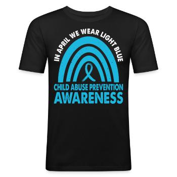 En avril, nous portons la conscience bleu clair du - T-shirt près du corps Homme - noir - Devant - Nik (191cm)