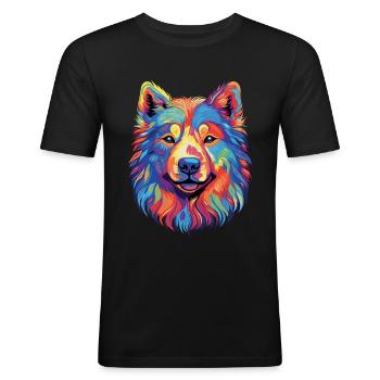 Samoyed Sled Dog Samoyeds - Men's Slim Fit T-Shirt - black - Front - Nik (191cm)