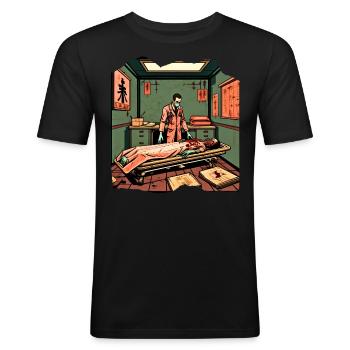 Macabre Medical Examiner - Men's Slim Fit T-Shirt - black - Front - Nik (191cm)
