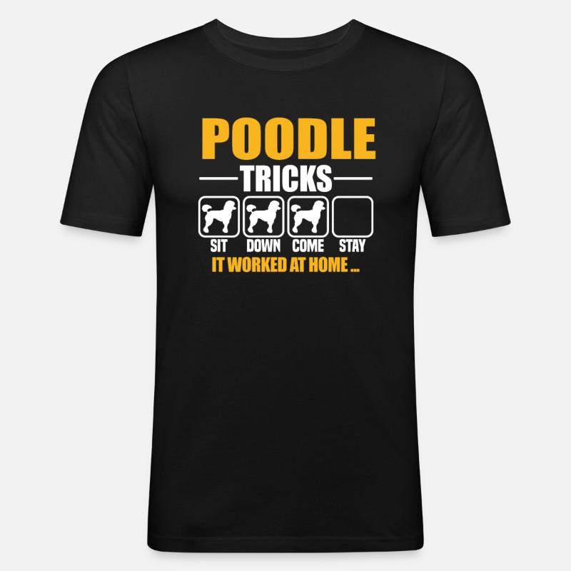 Poodle Tricks - Männer Slim Fit T-Shirt - Schwarz