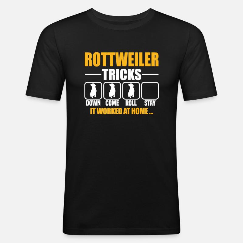 Rottweiler Tricks - Männer Slim Fit T-Shirt - Schwarz