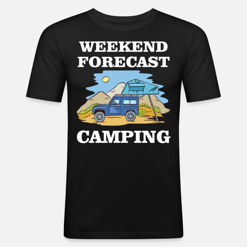 Weekend Forecast - Camping - Männer Slim Fit T-Shirt - Schwarz
