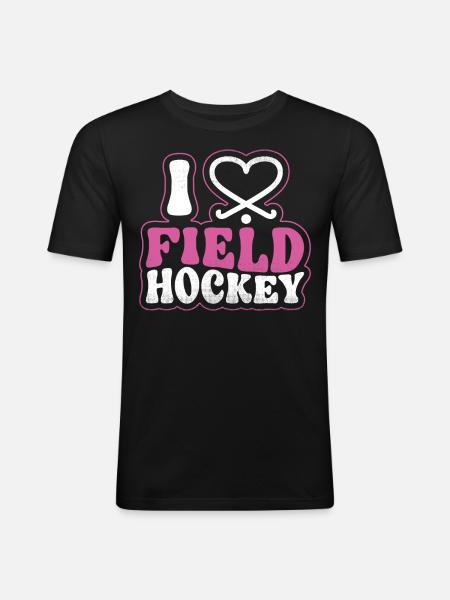 Field Hockey Heart I Love Field - Men's Slim Fit T-Shirt - black