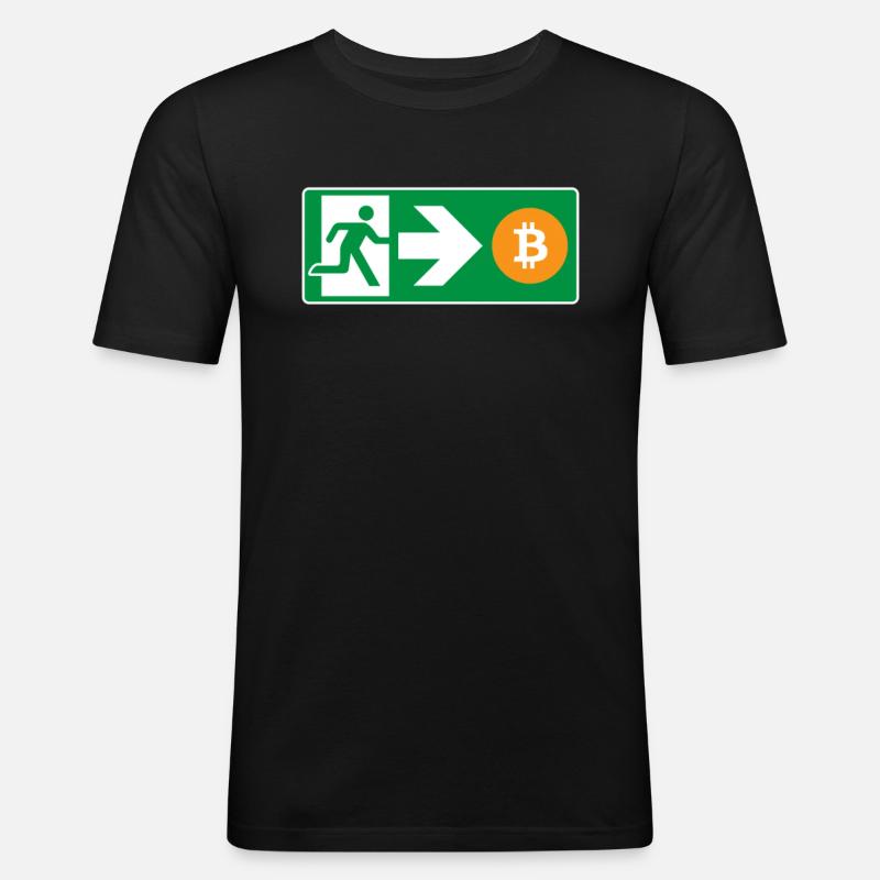 Emergency Exit Bitcoin Bitcoiner - Men's Slim Fit T-Shirt - black