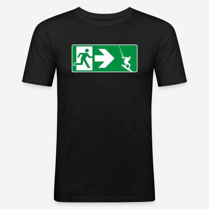 Emergency Exit Kitesurfing Kitesurfer - Men's Slim Fit T-Shirt - black