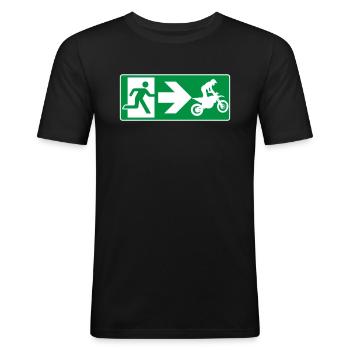 Nooduitgang Motorcross MX - Mannen slim fit T-shirt - zwart - Voor - Nik (191cm)