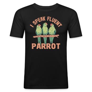 Perruche Perroquet Perroquet Propriétaire - T-shirt près du corps Homme - noir - Devant - Nik (191cm)