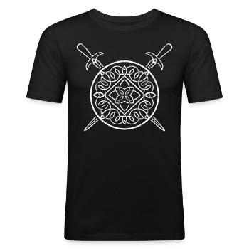 Wikinger Mittelaltermarkt Kelten Keltisch - Männer Slim Fit T-Shirt - Schwarz - Vorne - Nik (191cm)