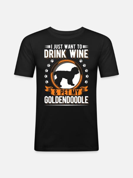 Goldendoodle et le vin - T-shirt près du corps Homme - noir