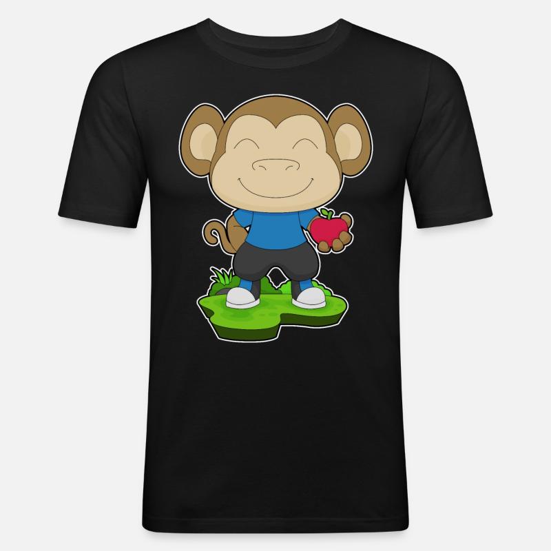 Monkey Apple Fruit - Men's Slim Fit T-Shirt - black