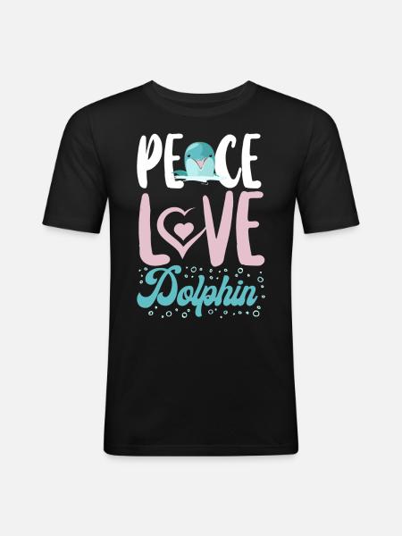 Dolphin Peace Love Dolphin - Men's Slim Fit T-Shirt - black