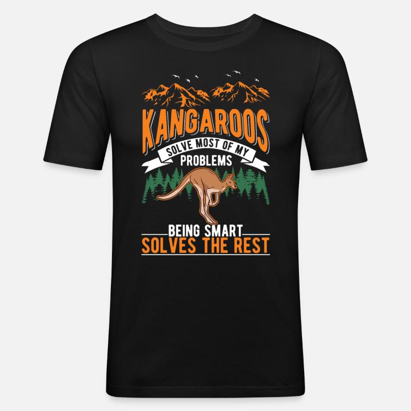 Känguru Australien Kangaroo - Männer Slim Fit T-Shirt - Schwarz